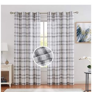 84”x54” black and white plaid curtains